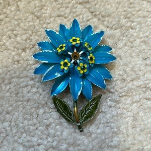 MCM Mid Century Enameled Floral Large Brooch